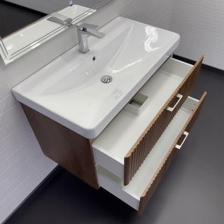 Тумба с раковиной Comforty Ангара 90 00-00021037 подвесная Дуб темно-коричневый